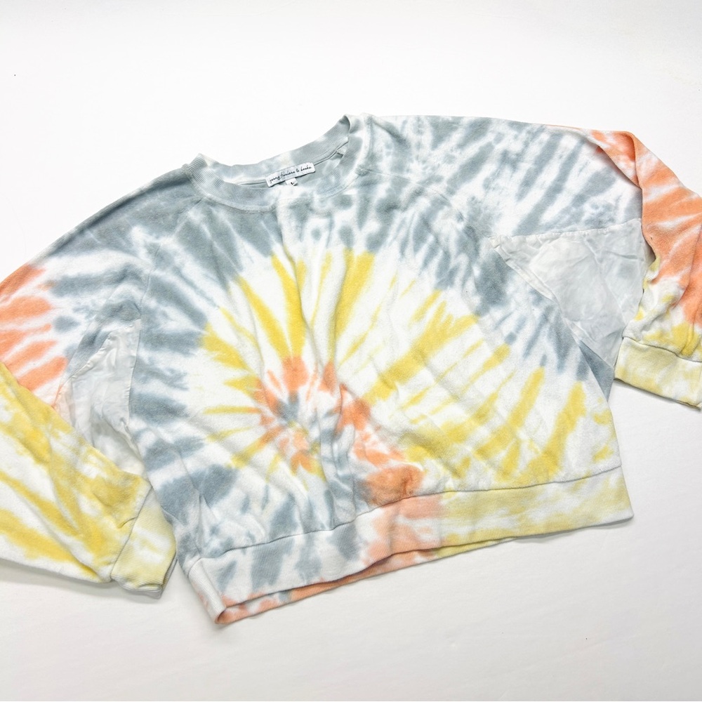 Young Fabulous & Broke Tie Dye Swirl Swestshirt Cropped Boxy Sweatshirt